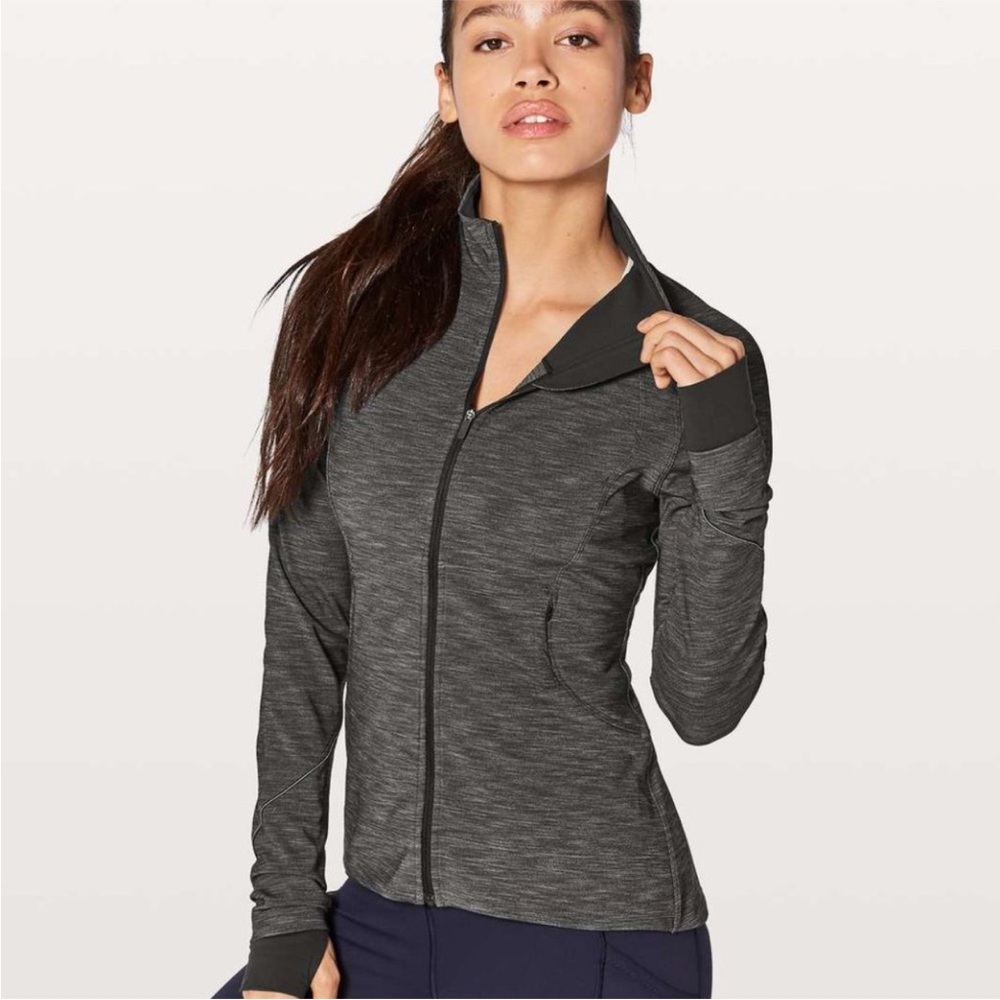 Lululemon Athletica Gait Keeper Jacket Heathered Black Size 4 Zippered Pockets